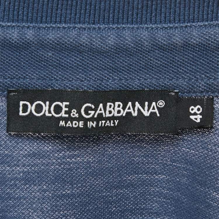 Pre Owned Dolce & Gabbana ark Blue Cotton Pique Polo T-Shirt M