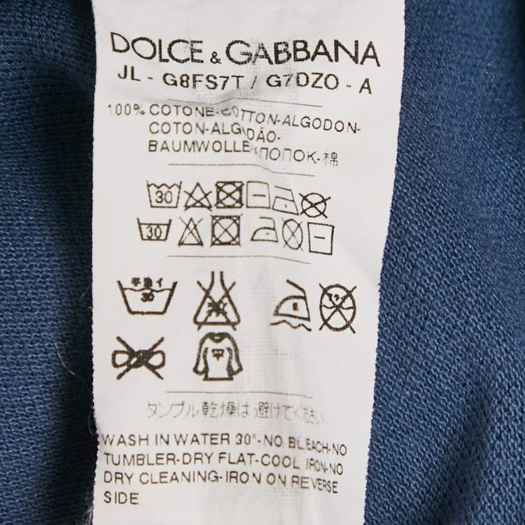 Pre Owned Dolce & Gabbana ark Blue Cotton Pique Polo T-Shirt M