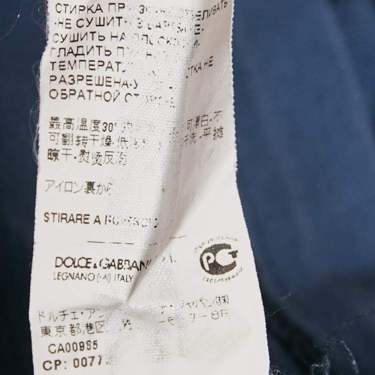 Pre Owned Dolce & Gabbana ark Blue Cotton Pique Polo T-Shirt M