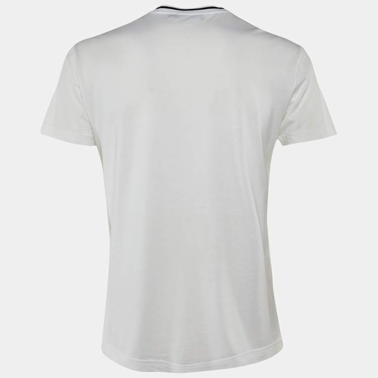 Pre Owned Dolce & Gabbana White/Black Logo Print Cotton Crew Neck T-Shirt S