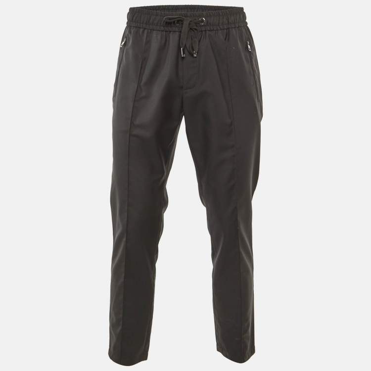 Pre Owned Dolce & Gabbana Black Wool Tapered Trousers M
