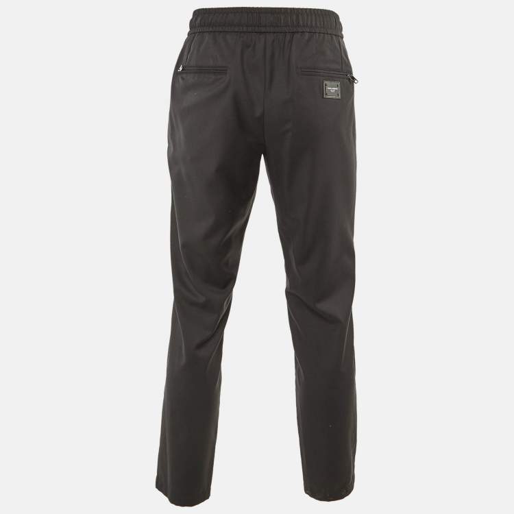Pre Owned Dolce & Gabbana Black Wool Tapered Trousers M