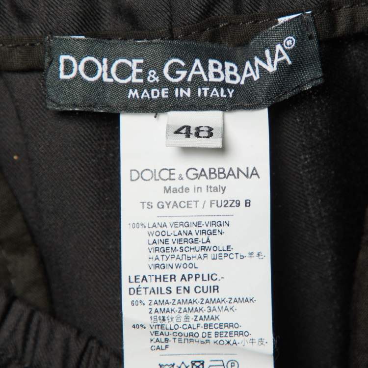 Pre Owned Dolce & Gabbana Black Wool Tapered Trousers M