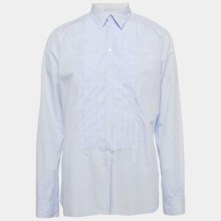 Pre Owned Dolce & Gabbana Blue Cotton Pleated Shirt XXL