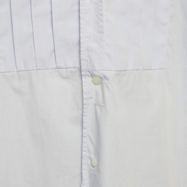 Pre Owned Dolce & Gabbana Blue Cotton Pleated Shirt XXL