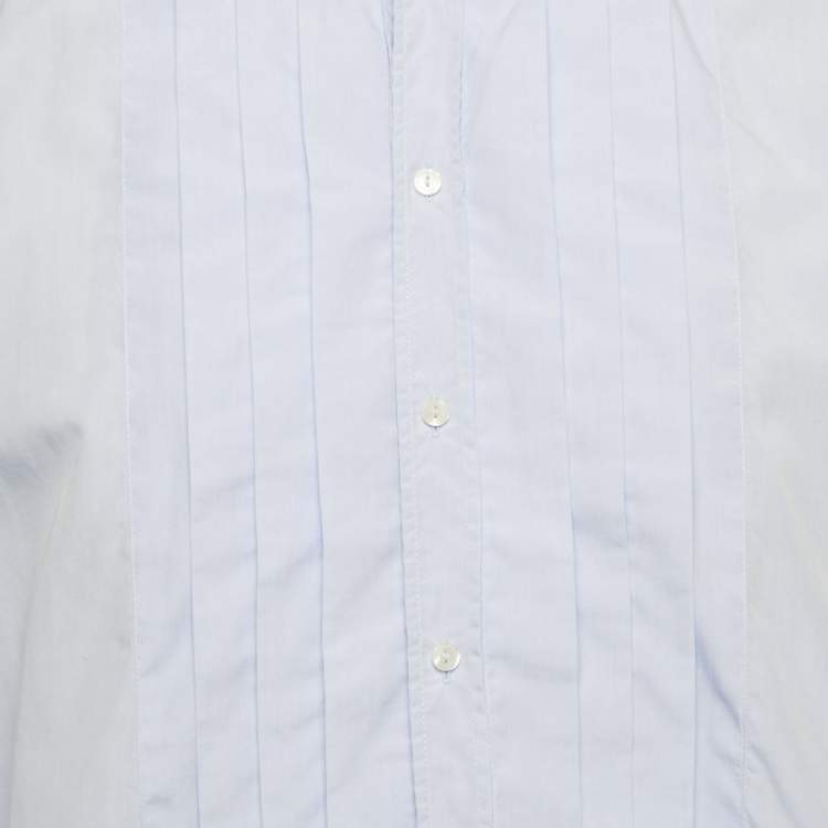 Pre Owned Dolce & Gabbana Blue Cotton Pleated Shirt XXL