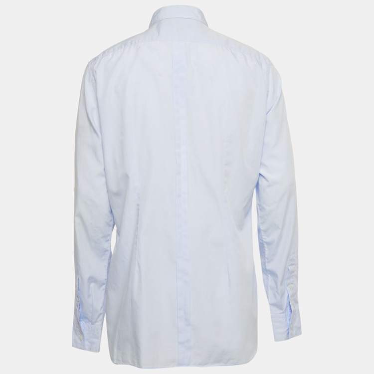 Pre Owned Dolce & Gabbana Blue Cotton Pleated Shirt XXL