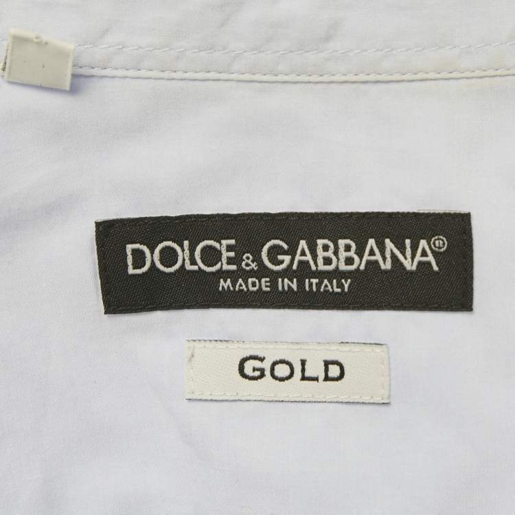 Pre Owned Dolce & Gabbana Blue Cotton Pleated Shirt XXL