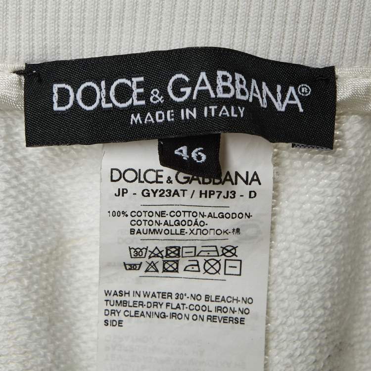 Pre Owned Dolce & Gabbana White Tropical Print Cotton Jogger Pants S