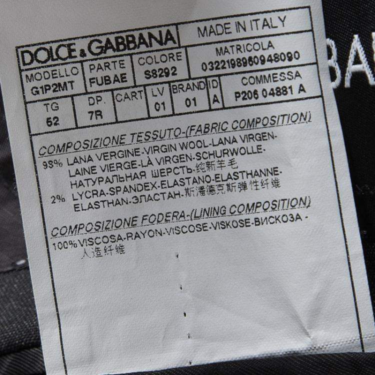 Pre Owned Dolce & Gabbana Martini Black Wool Tailored Two Button Blazer XL