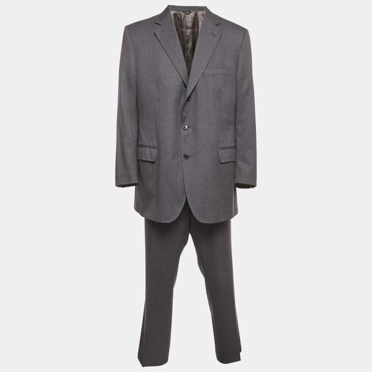 Pre Owned Dolce & Gabbana Dark Grey Wool Single Breasted Blazer Suit 4XL