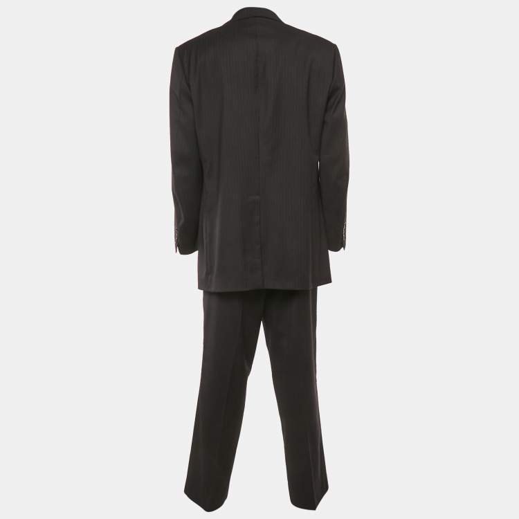 Pre Owned Dolce & Gabbana Brown Striped Wool Single Breasted Suit 4XL 