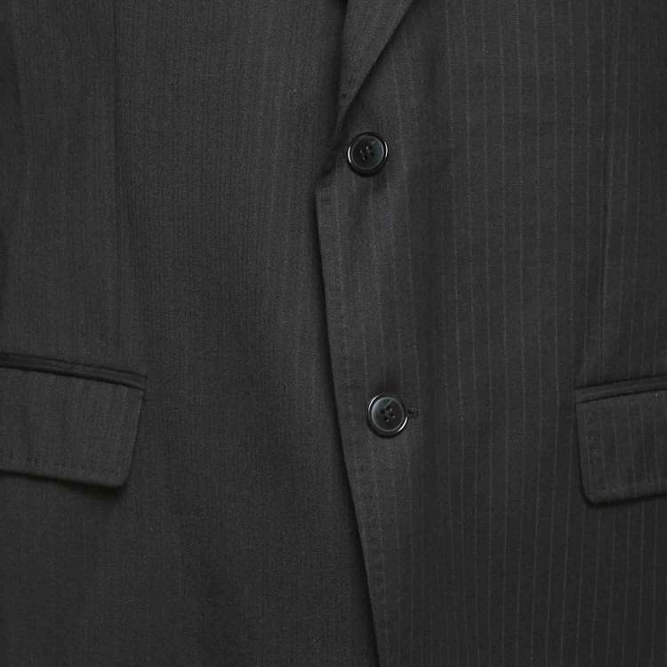 Pre Owned Dolce & Gabbana Brown Striped Wool Single Breasted Suit 4XL 