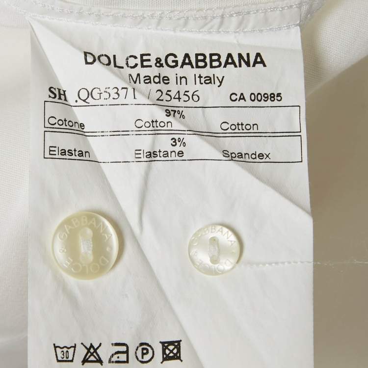 Pre Owned Dolce & Gabbana Gold White Cotton Long Sleeve Shirt S