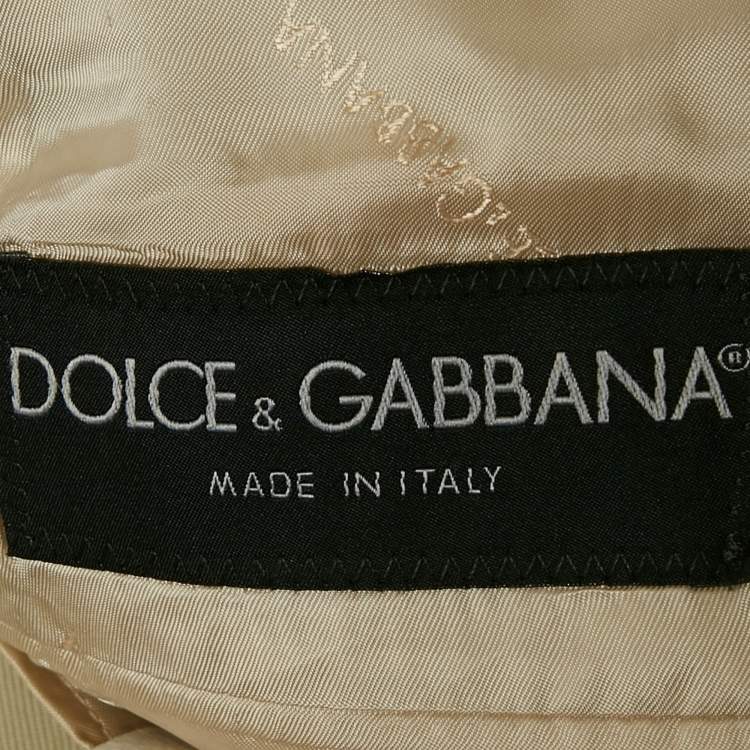 Pre Owned Dolce & Gabbana Cream Gabardine Regular Suit XXXL