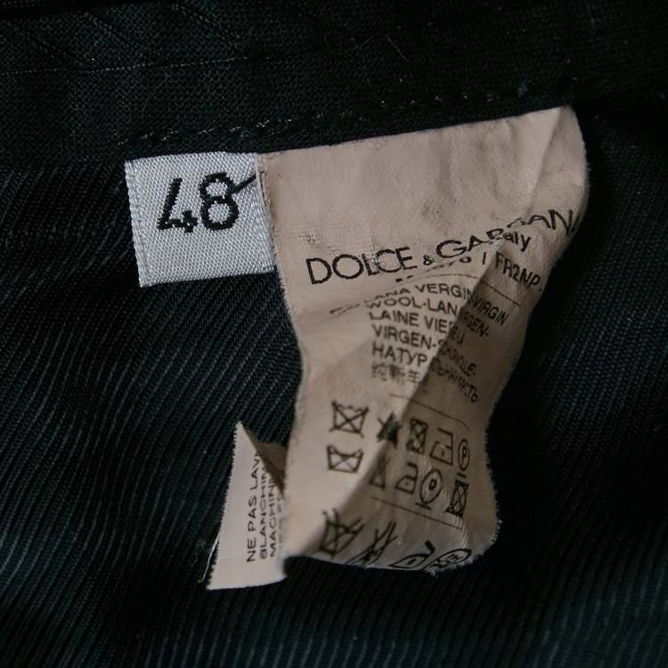 Pre Owned Dolce & Gabbana Navy Blue Striped Wool Single Breasted Suit M