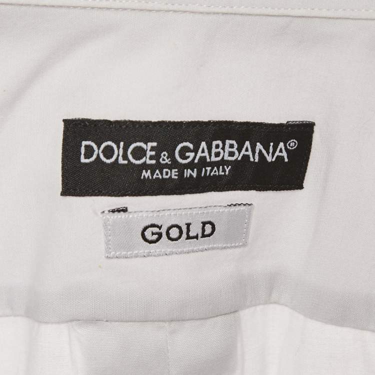 Pre Owned Dolce & Gabbana Gold Grey Cotton Long Sleeve Shirt M