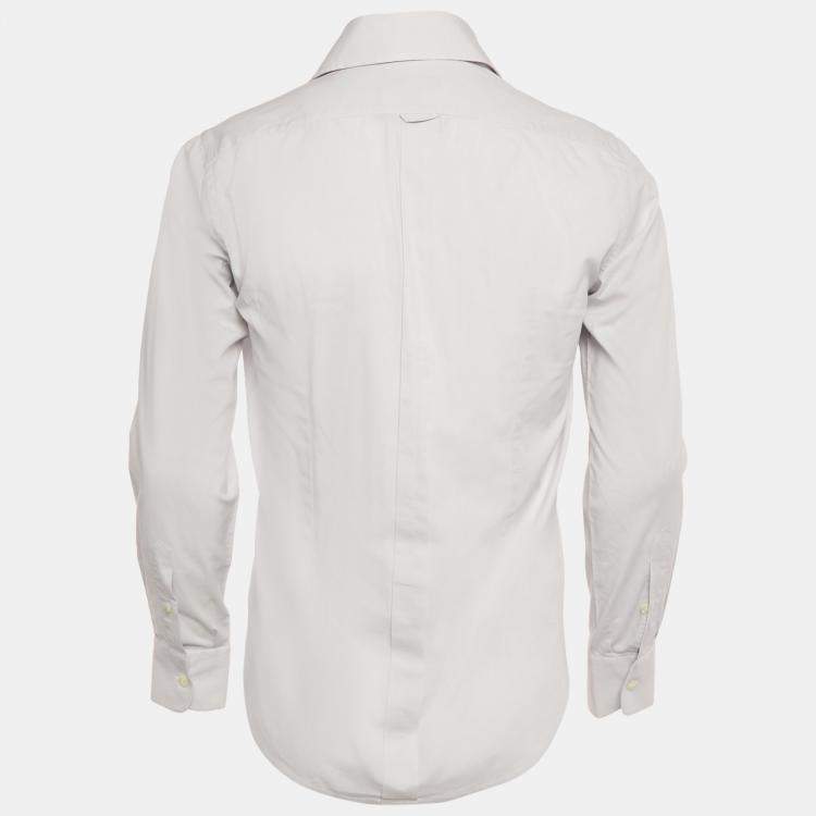 Pre Owned Dolce & Gabbana Gold Grey Cotton Long Sleeve Shirt M