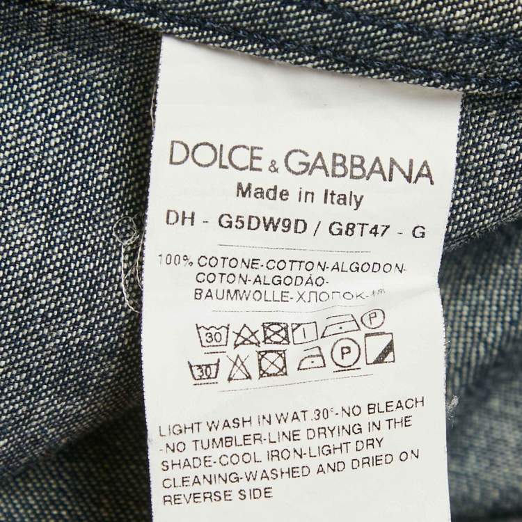 Pre Owned Dolce & Gabbana Blue Denim Long Sleeve Shirt M