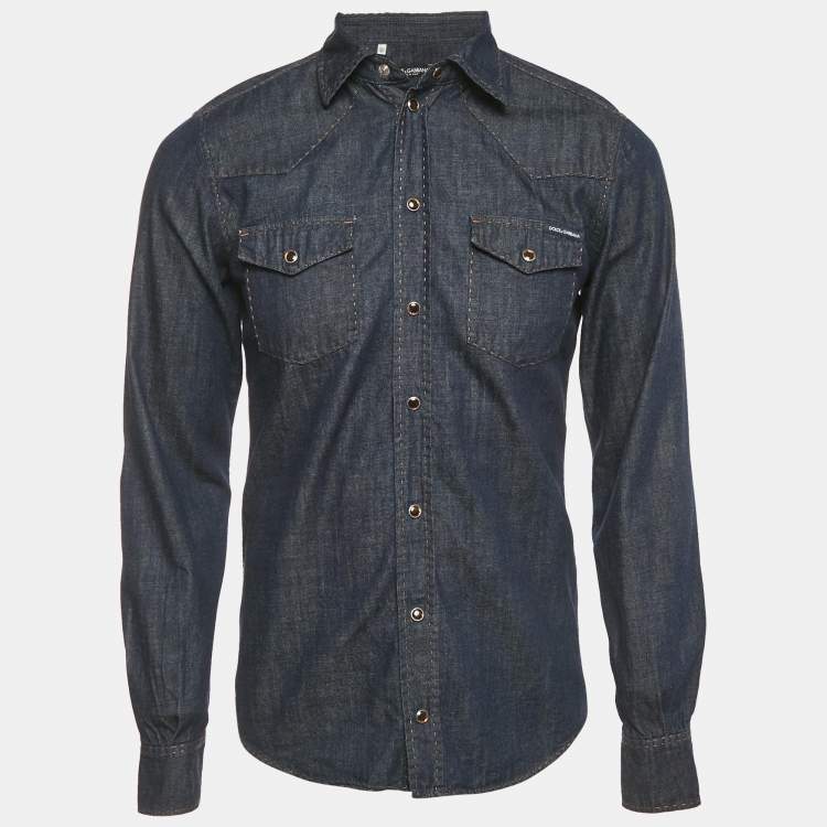 Pre Owned Dolce & Gabbana Blue Denim Long Sleeve Shirt M