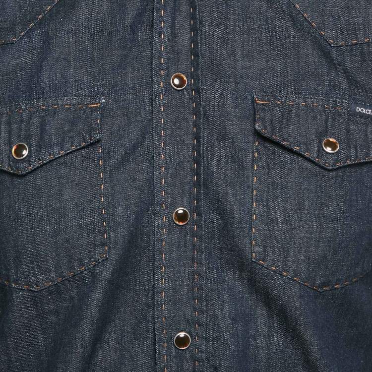 Pre Owned Dolce & Gabbana Blue Denim Long Sleeve Shirt M