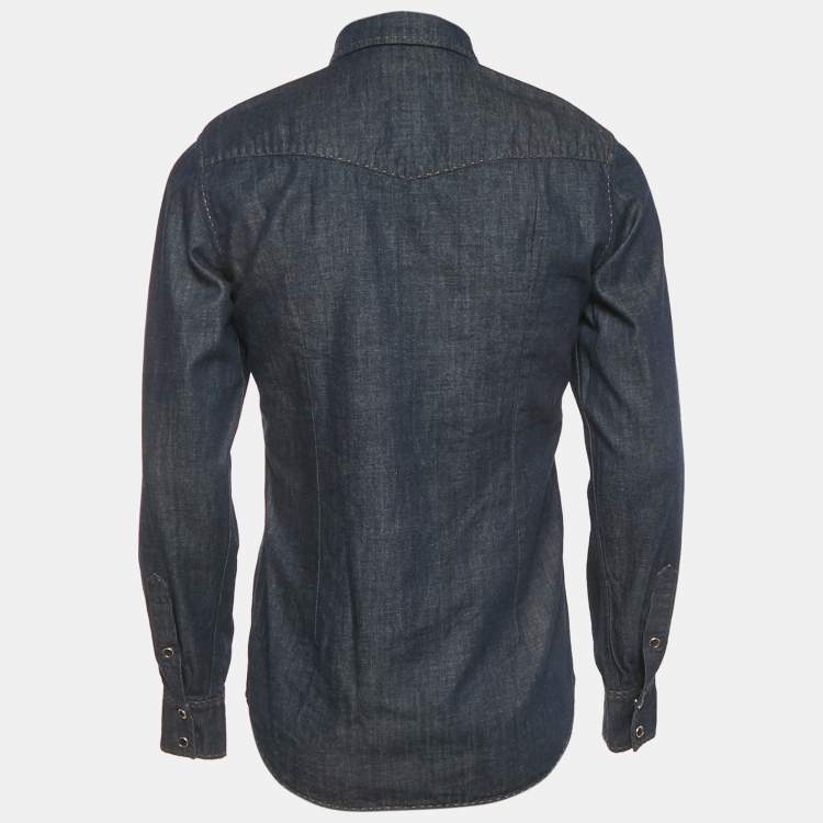 Pre Owned Dolce & Gabbana Blue Denim Long Sleeve Shirt M