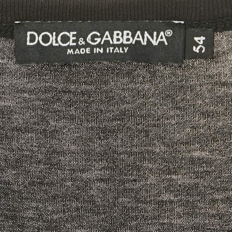 Pre Owned Dolce & Gabbana Black Crown King Applique Cotton Crewneck T-Shirt XXL