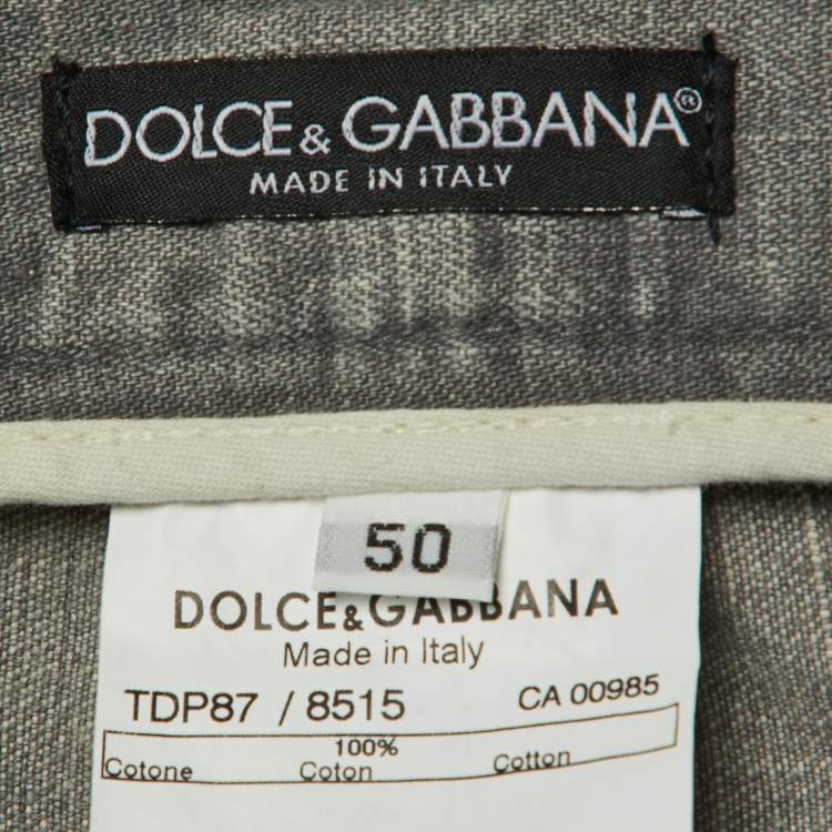 Pre Owned Dolce & Gabbana Grey Denim Straight Leg Bondage Jeans L Waist 36"
