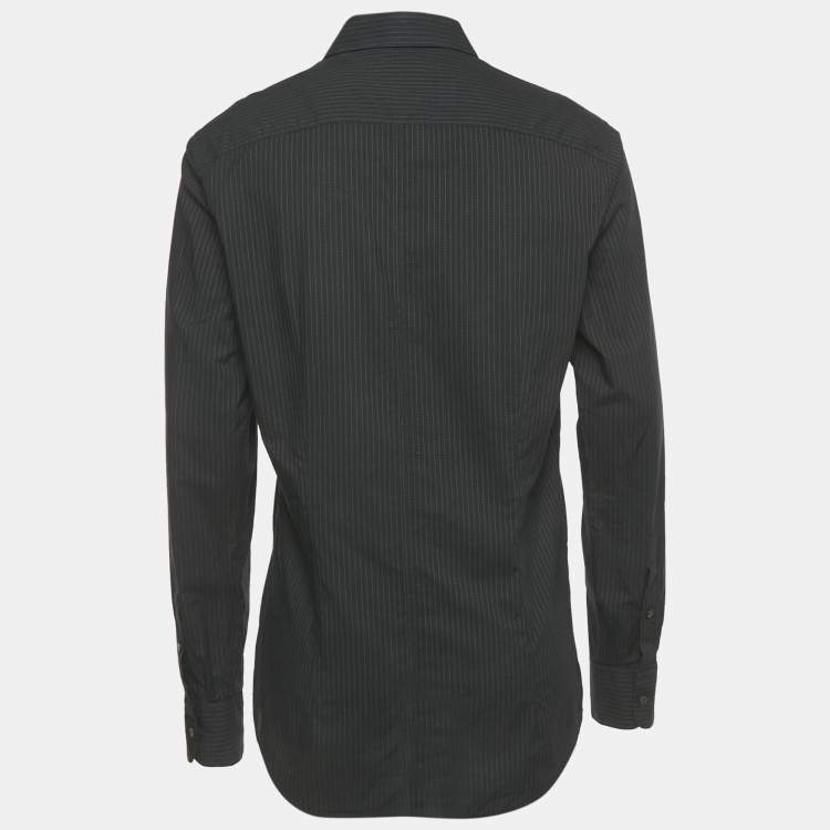 مملوكة مسبقًا Dolce & Gabbana Black Striped Cotton Martini Shirt L