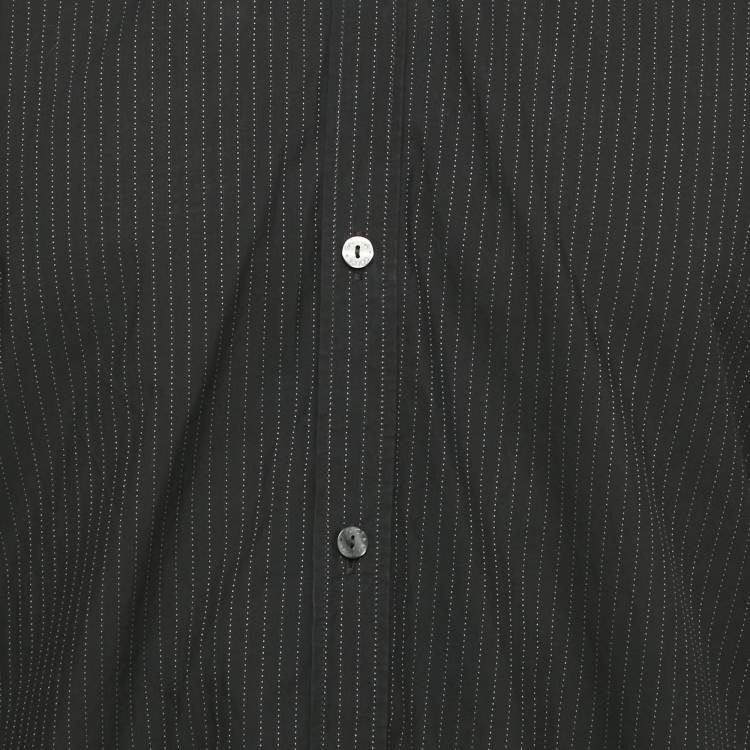 مملوكة مسبقًا Dolce & Gabbana Black Striped Cotton Martini Shirt L