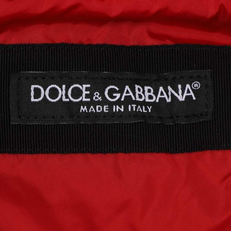 Pre Owned Dolce & Gabbana Red/Black Nylon Hooded Jacket XL