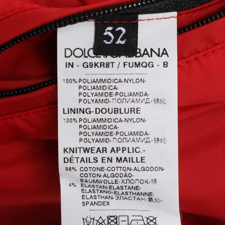 Pre Owned Dolce & Gabbana Red/Black Nylon Hooded Jacket XL