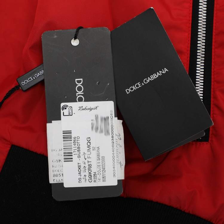 Pre Owned Dolce & Gabbana Red/Black Nylon Hooded Jacket XL