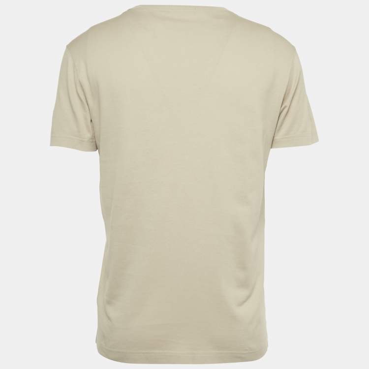 Pre Owned Dolce & Gabbana Beige Logo Embroidered Jersey T-Shirt M