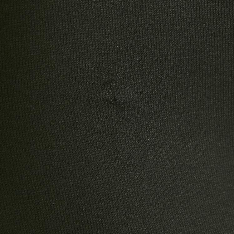 Pre Owned Dolce & Gabbana Black Cotton Logo Plaque Detail V-Neck T-Shirt M