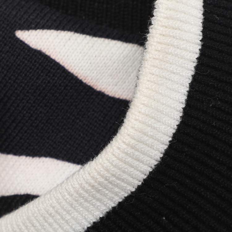 Pre Owned Dolce & Gabbana White/Black Printed Knit Sweatshirt XXL