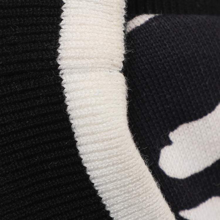 Pre Owned Dolce & Gabbana White/Black Printed Knit Sweatshirt XXL