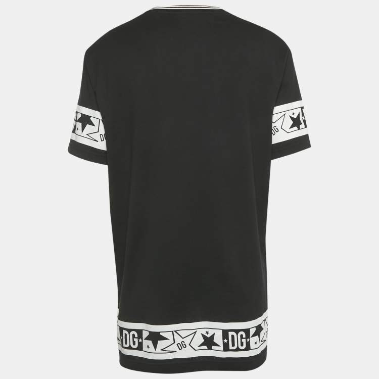 Pre Owned Dolce & Gabbana Black DG Millennials Star Print Cotton T-Shirt XXL 