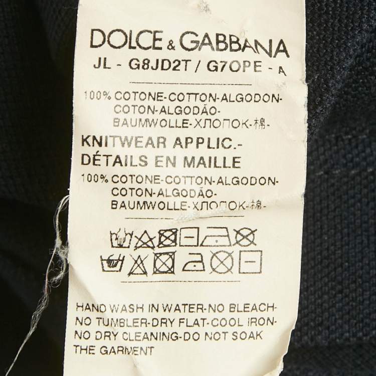 Pre Owned Dolce & Gabbana Navy Blue Cotton Polo T-Shirt XL