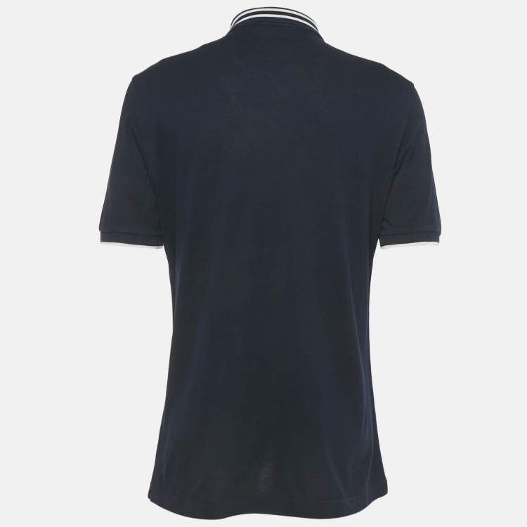 Pre Owned Dolce & Gabbana Navy Blue Cotton Polo T-Shirt XL