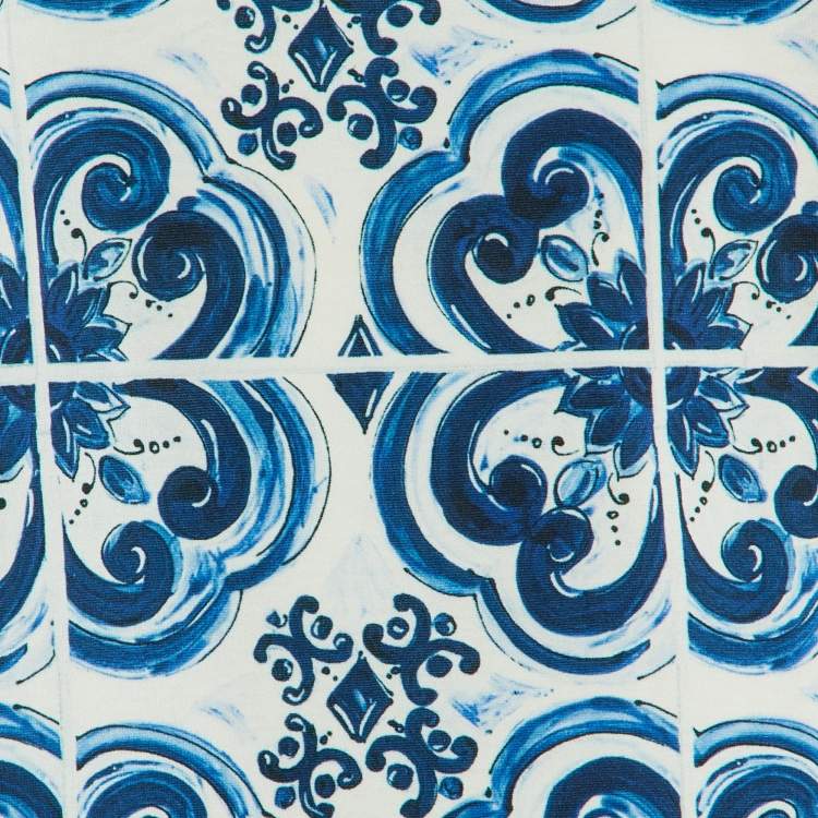 Pre Owned Dolce & Gabbana White Stripe Majolica Print Cotton Crewneck T-Shirt XL