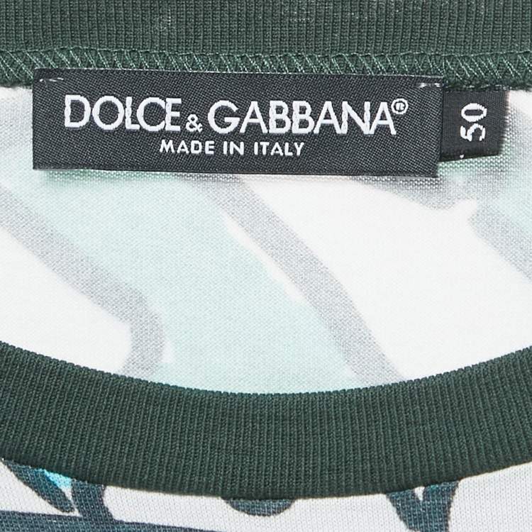 Pre Owned Dolce & Gabbana White Peacock Print Cotton T-Shirt L 
