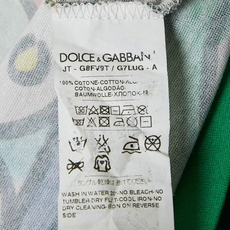 Pre Owned Dolce & Gabbana White Peacock Print Cotton T-Shirt L 