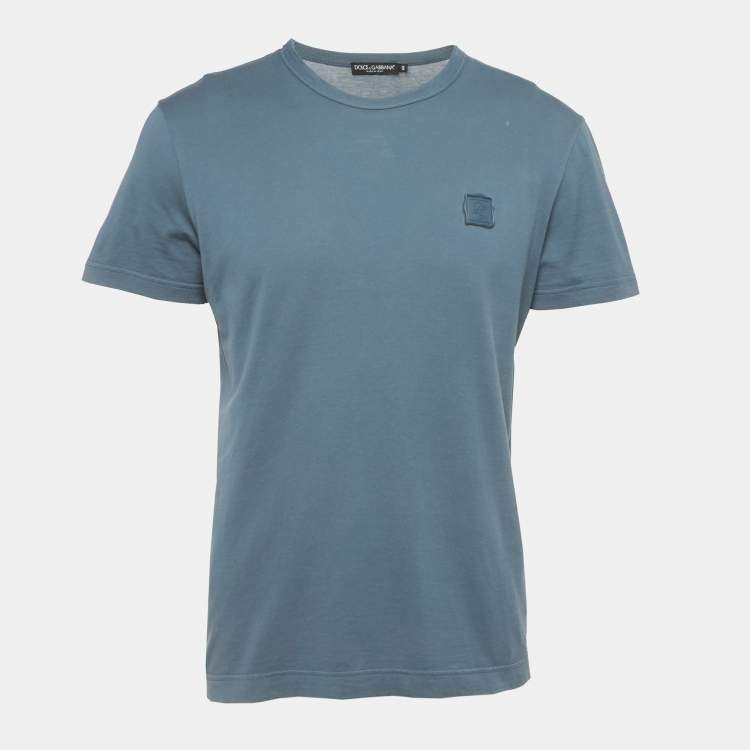 Pre Owned Dolce & Gabbana Blue Cotton Crew Neck T-Shirt M