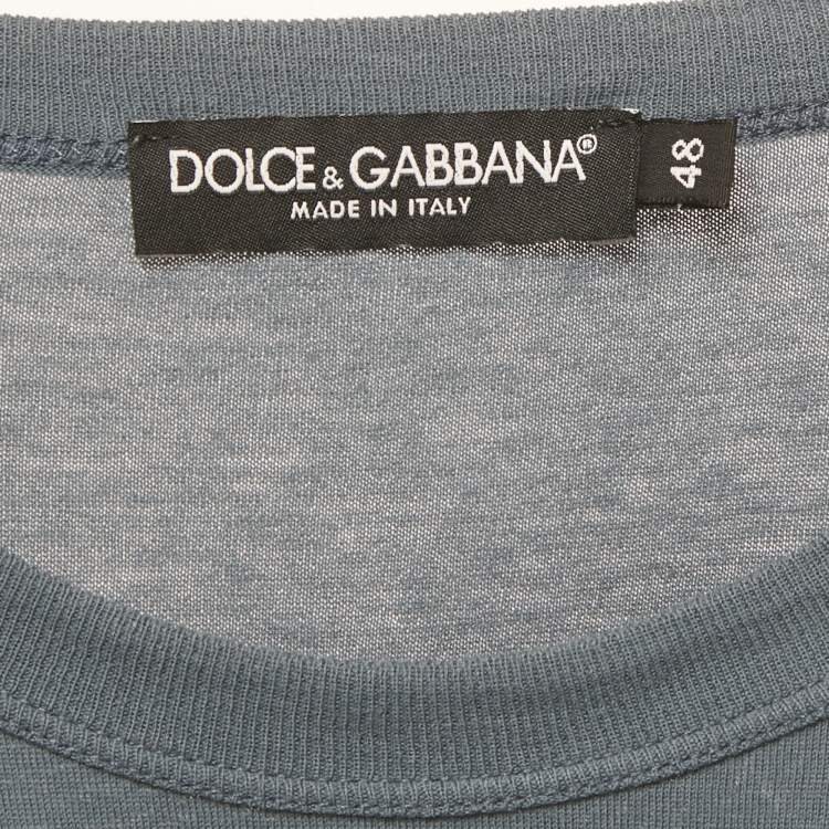 Pre Owned Dolce & Gabbana Blue Cotton Crew Neck T-Shirt M