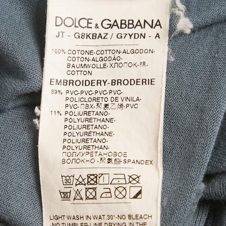 Pre Owned Dolce & Gabbana Blue Cotton Crew Neck T-Shirt M