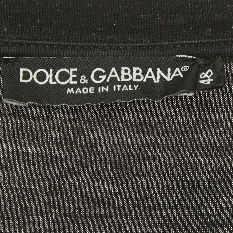 Pre Owned Dolce & Gabbana Black Logo Embossed Cotton Crew Neck T-Shirt M