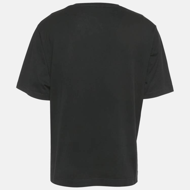 Pre Owned Dolce & Gabbana Black Logo Embossed Cotton Crew Neck T-Shirt M