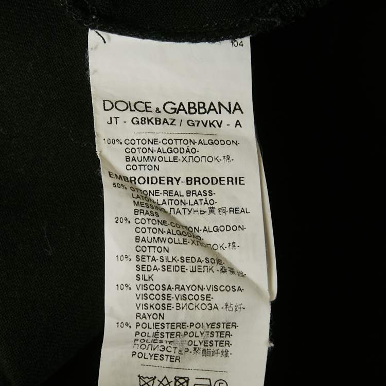 Pre Owned Dolce & Gabbana Black Cotton Logo Patch Detail Crew Neck T-Shirt M