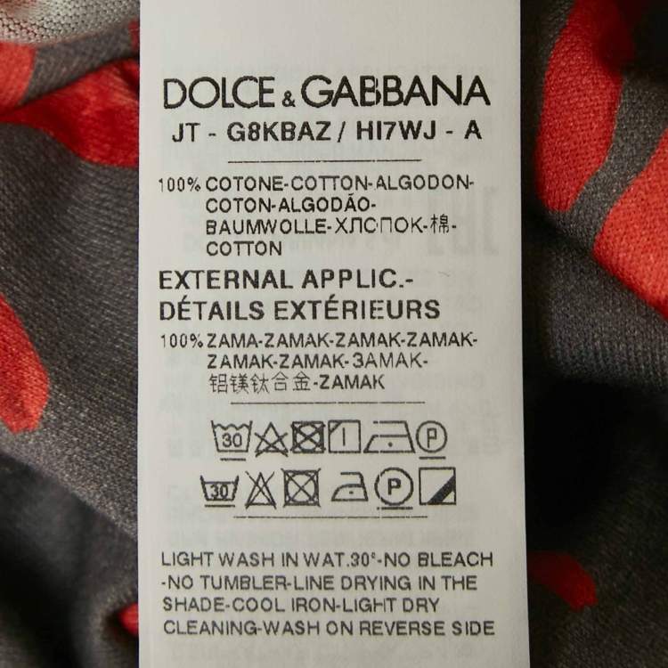Pre Owned Dolce & Gabbana Grey Coral Print Cotton Crew Neck T-Shirt L